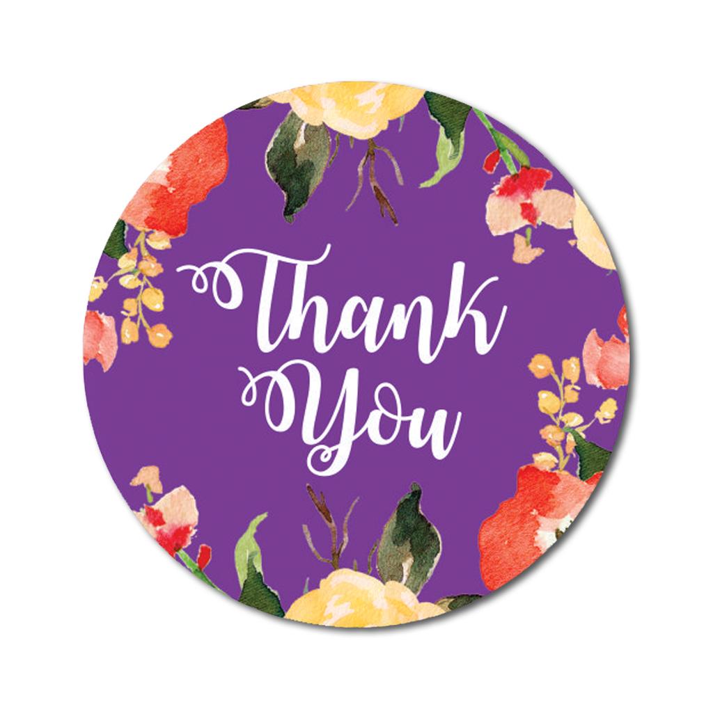 Darling Souvenir 45 Pcs Round Floral Border Black Thank You Stickers Wedding Envelope Seal-1.6