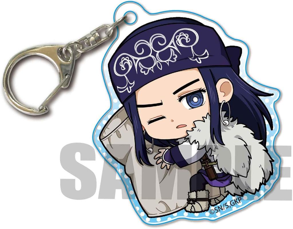Golden Anime Kamuy Saichi Sugimoto Asirpa Acrylic Pendant Keychains Car Key Chain Key Ring Phone Bag Hanging Jewelry