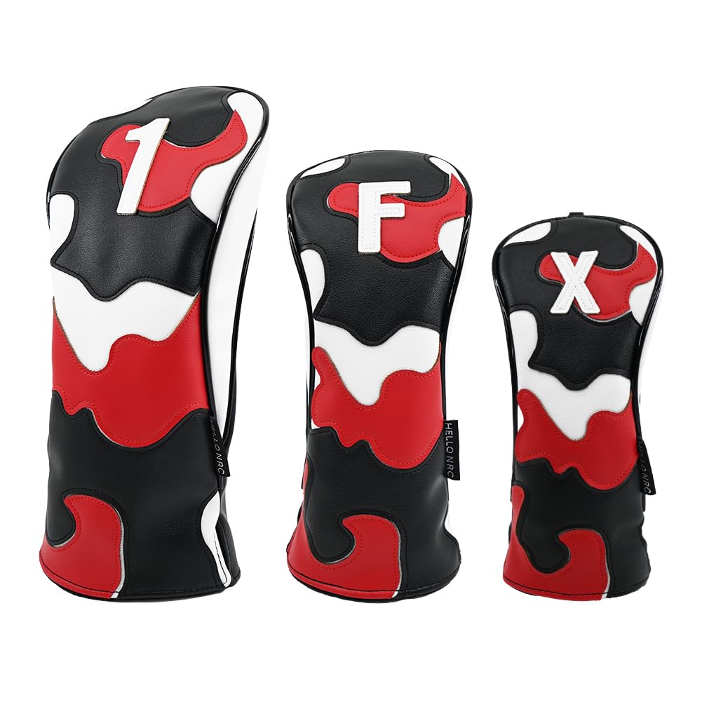 Waterproof Camouflage Golf Headcover for and UT Clubs X Drivers, 440cc, 460cc, Woods, Utilities, (Red Camouflage, Shaft)