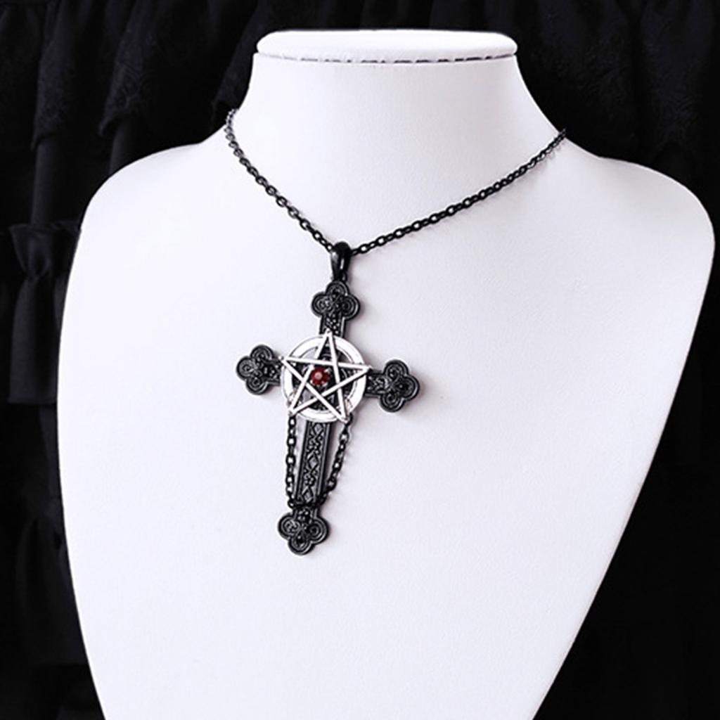 Elegant Gothic Chain Necklaces Religious Neck Jewelry Pendant Necklace Simple Neckchain for Parties and Casual Looks