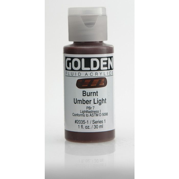 Peinture Acrylique Liquide - GOLDEN - Burnt Umber Light - 30ml - Haute résistance - Flexibilité