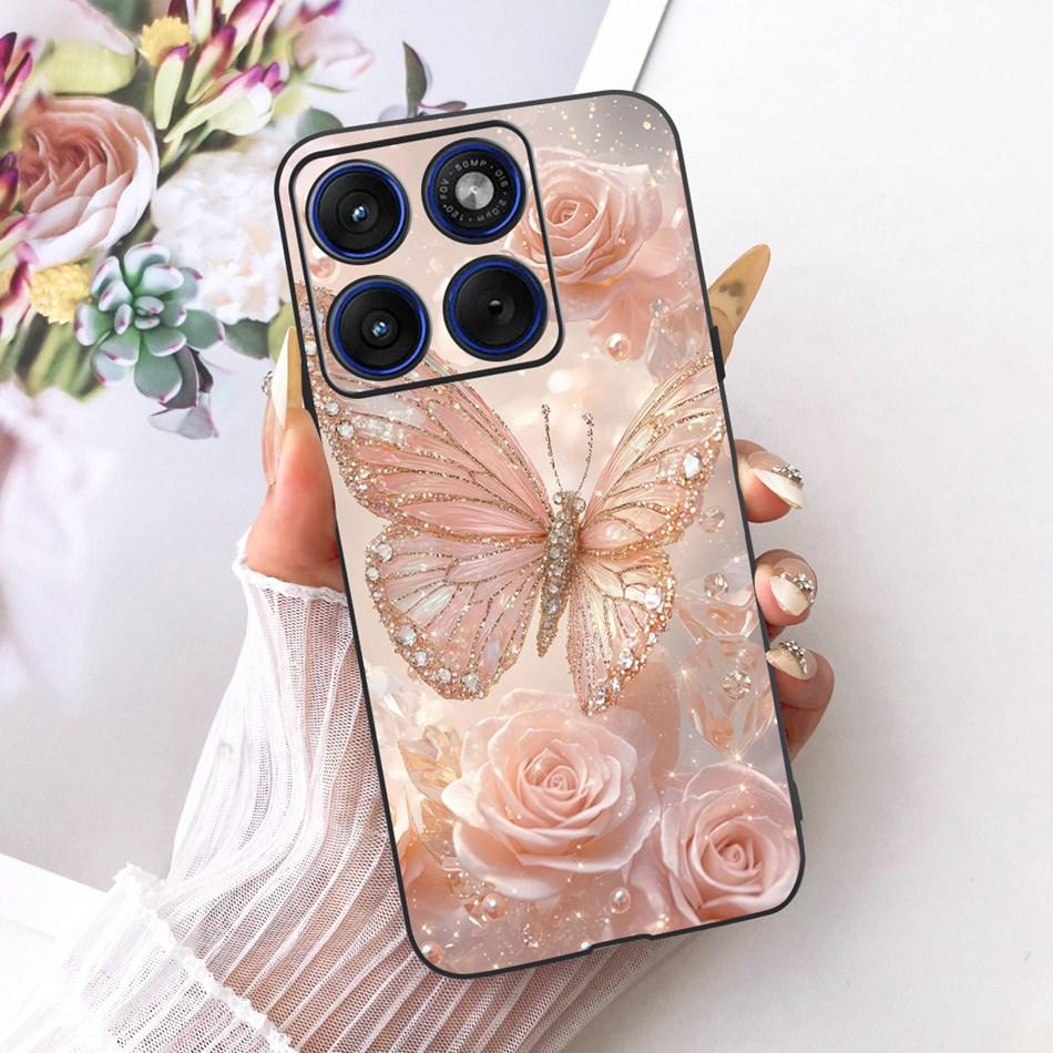 For Motorola Edge 70 Cute Flower Butterfly Cat Painted Case For Motorola Moto X70 Air Edge70 5G Black Silicone Soft Phone Cases