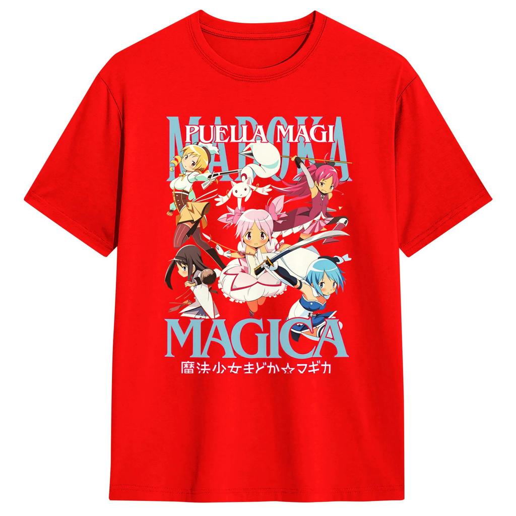 Mahou Shoujo Magi Madoka Magica T Shirts Pure Cotton Top Tees Beach Short Sleeve T Shirt Crewneck Popular Casual Tshirt