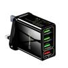 QC3.0 Multi-Port Fast Charger: 4 USB Ports, 5V/9V/12V, US & EU Plug, Travel Friendly.