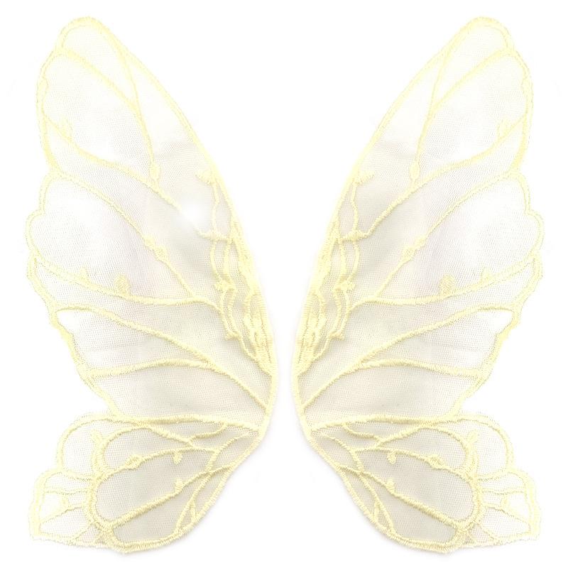 Spitzennetz-Stickerei Schmetterling-Aufkleber Beige zu Blumen transparentes Netz-Bodenstickerei DIY-Spitzenzubehör symmetrische Blumenteile