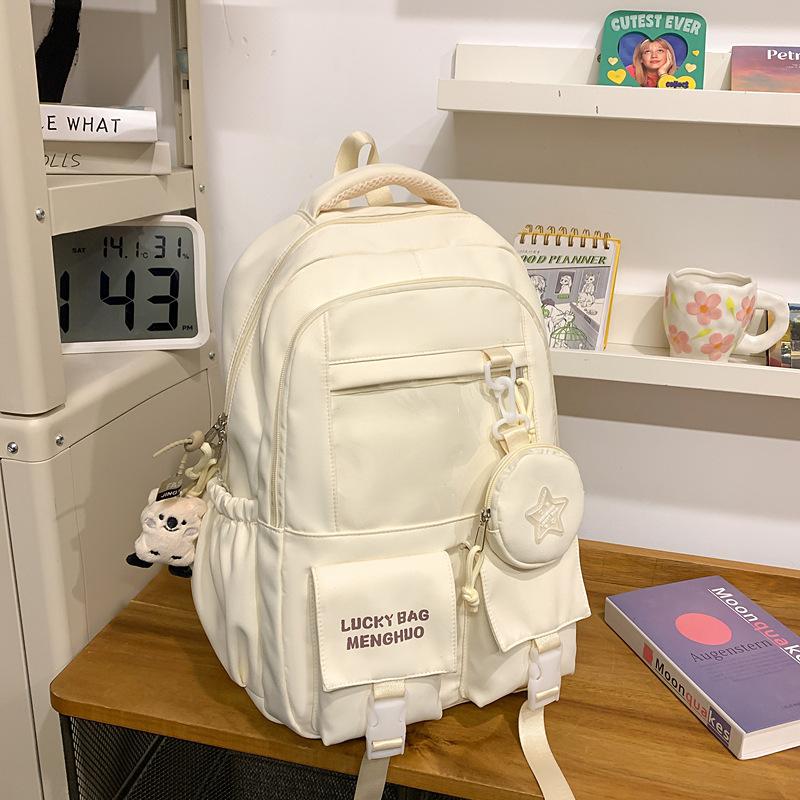 High Value Ins Pain Bag Wide Shoulder Strap Large Capacity Contrasting Color Junior High School Students Lightweight