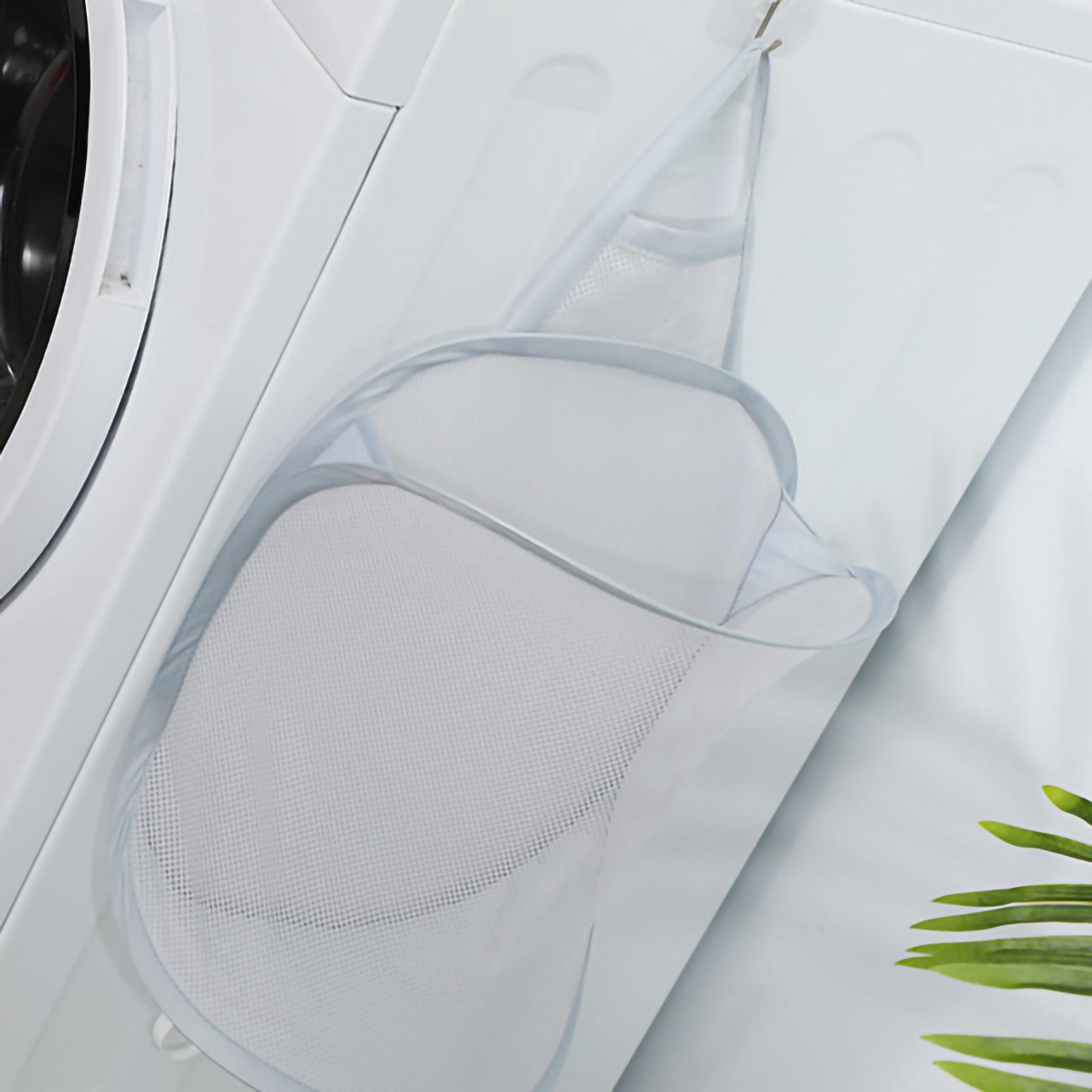 

Collapsible Laundry Bag Foldable Laundry Hamper Large Laundry Basket Mesh Wall Mounted for Bathroom with Hook Type 3