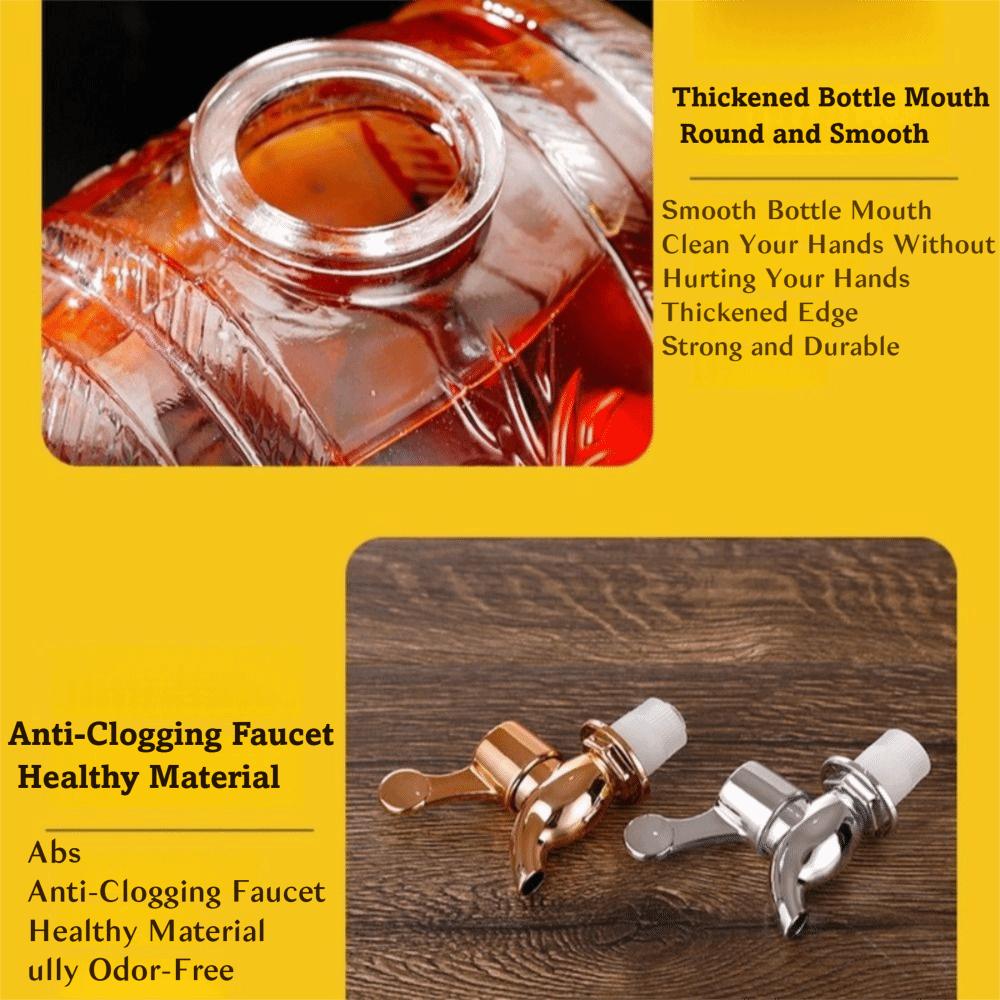 Glass Whiskey Barrel with Faucet Coke Bucket Creativity Wine Decanter  Home