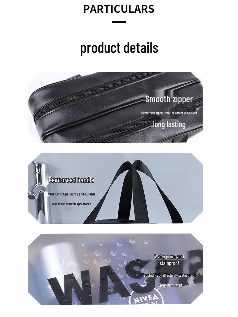 Herrars Vattentät Resetoalettväska - Transparent, Bärbar, Våt/Torr-separation för Bad & Simning