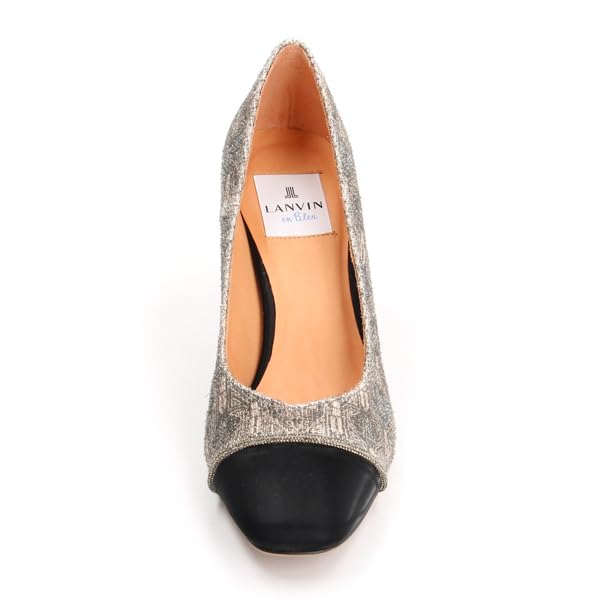 on Sandals Toe Cap Square Toe Pumps Gold Combination cm E [Lanvin Blue] Women's 22.5