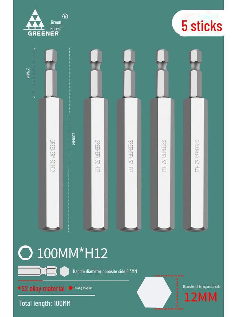 Green Forest Tungsten Steel Hex Wrench & Drill Set with Magnetic Hex Head
