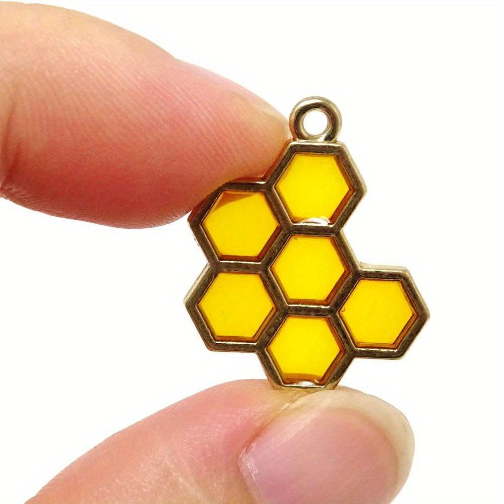 5/10/20 Stück Legierungs-Tropföl-Wabenanhänger, gelber Wabenanhänger, verwendet für die Schmuckherstellung, DIY-Halsketten- und Armbandbasteln