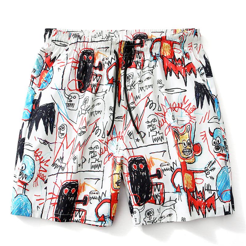 2026 Summer Ice Silk Quick-Dry Graffiti Bermuda Shorts