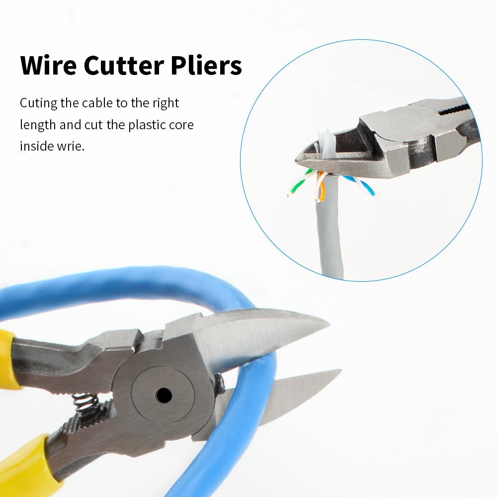 8 In 1 RJ45 Crimp Tool Kit,Crimper tool,Cable Tester,Wire Cutter,Blades,50Pcs Cat 6 Connectors and Strain Relief Boots