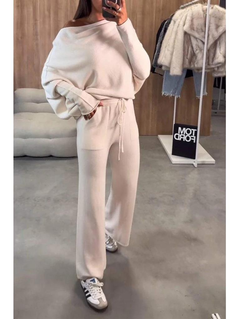 New Fall Collection Elegant Off-the-Shoulder Casual Two-Piece Set for Women