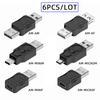 U2-006-AM 6Pcs Type-A Micro USB 2.0 Mini USB 5Pin Male To Female Extension Data Power Adapter