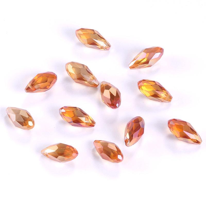 50 Stück Mehrfarbige Kristall-Tropfenperlen mit Kreuzloch Wassertropfen Facettierte Glasperle zur Schmuckherstellung Halskette Armband Ohrring DIY
