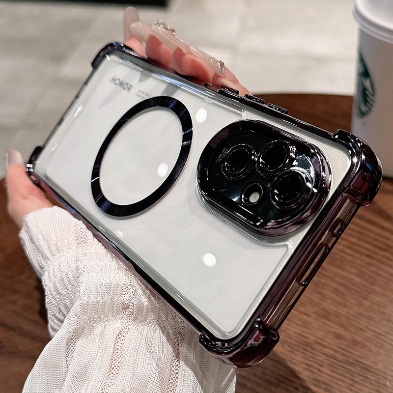 

Honor 400Pro Гальваническое покрытие Прозрачный Мягкий ТПУ Магнитная Беспроводная Зарядка Чехол Для Honor 400 Smart 300 Ultra 200 Pro Пленка для Объектива Телефон Ударопрочный Чехол Honor 100 фиолетовый