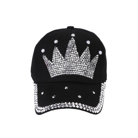 Modische Krone Faux Damen Baseballkappe Perlen Strass Snapback Outdoor Sonnenhut