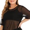 Plus Size European & American Women's Sheer Mesh Beach Cover-Up Bikini Dress F1420