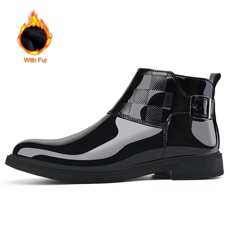 Fashion Fashion Style Chelsea Men's Boots Leather Pointed Toe Thick Soled Business High Quality Leather Shoes Outdoor Comfy Ankle Boot