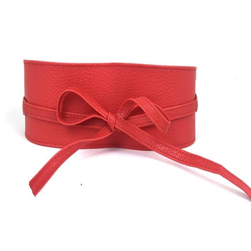 Bowknot Simple Wrap Luxury Wide Waist Band Leather Belt Corset Waistband Ladies Dress Cummerbands