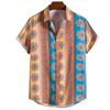 Camisa Tropical Floral Masculina de Verão Casual Havaiana de Manga Curta