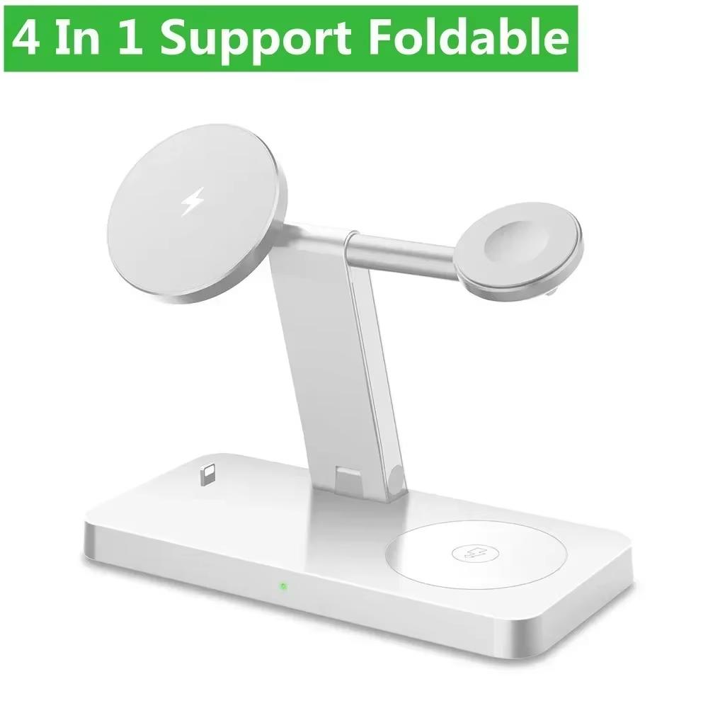 3 in 1 Magnetic Wireless Charger Stand For Magsafe iPhone 17 16 15 14 13 12 Apple Watch 8 7 Airpods Pro Fast Charging Station