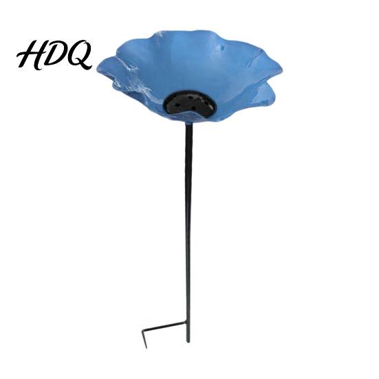 Decorative Flower Stake Garden Metal Bird Bath Ground Insert Bee Watering Art Station Butterfly Drinking Bowl for Backyard Pollinators Wild
