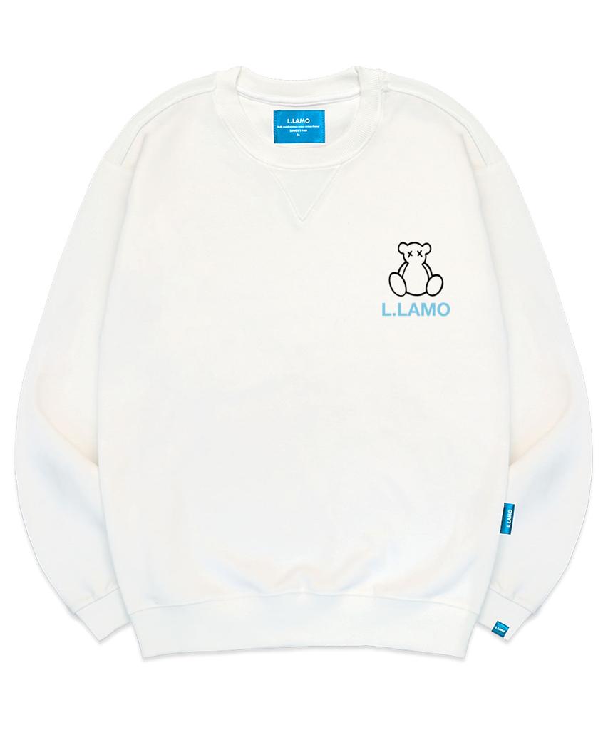 Ellamo Fleece-Lined Line Bear Sweatshirt M Unisex Big Sizes S~4Xl (Type A)