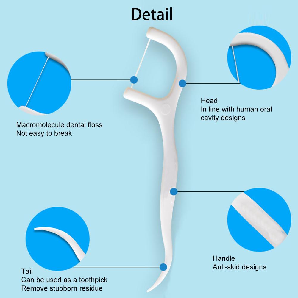 500pcs Disposable Dental Floss Stick Teeth Stain Removal Floss Oral Care Tool