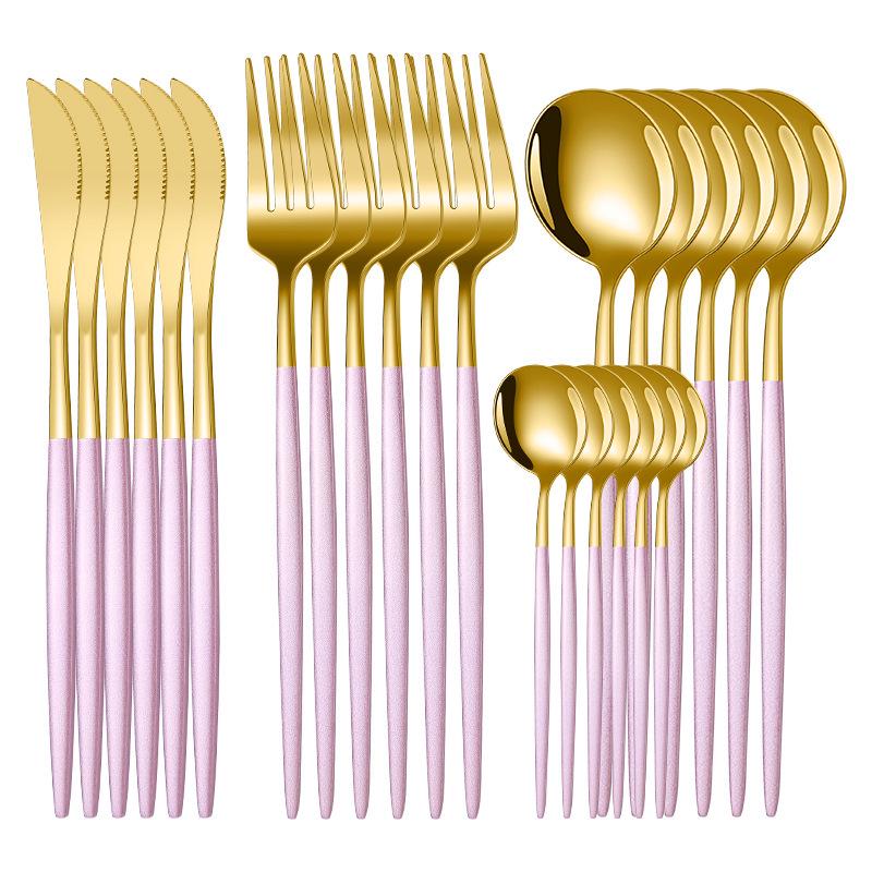 2025 Stainless Steel 24-Piece Cutlery Set for Hotels & Restaurants: Steak Knife, Fork & Spoon