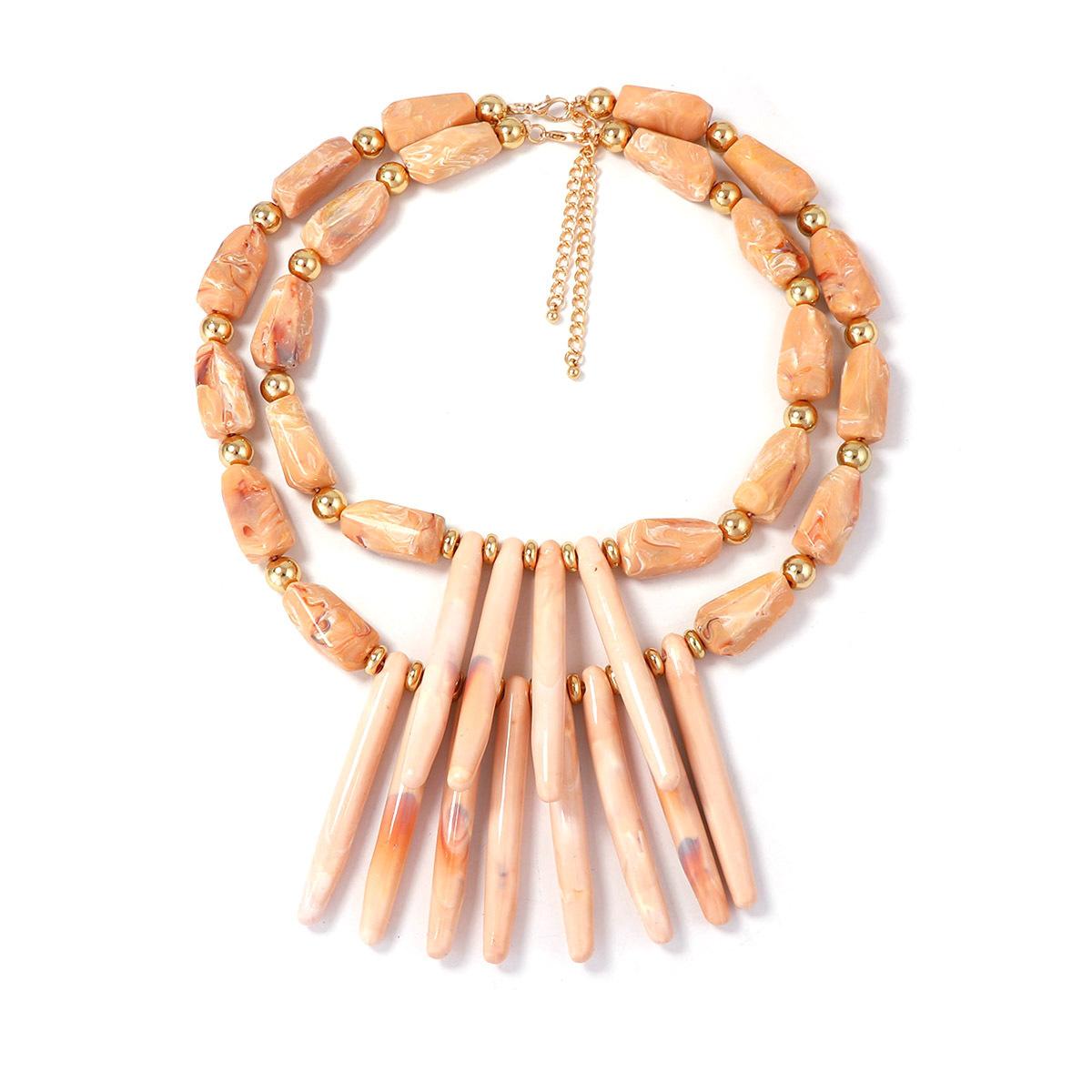 Европейские и американские тренды личности, нишевый дизайн, стиль для отпуска, преувеличенная многослойность, геометрическое колье из смолы и коралла