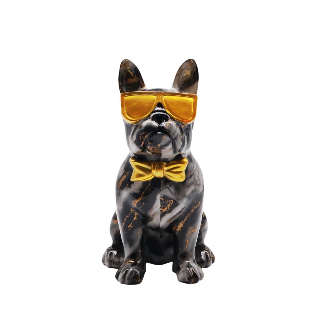 Premium Marble Glasses Dog Ornaments Living Room Wine Cabinet Resin Craft Sample Fine Room Plush Decoration Decoration