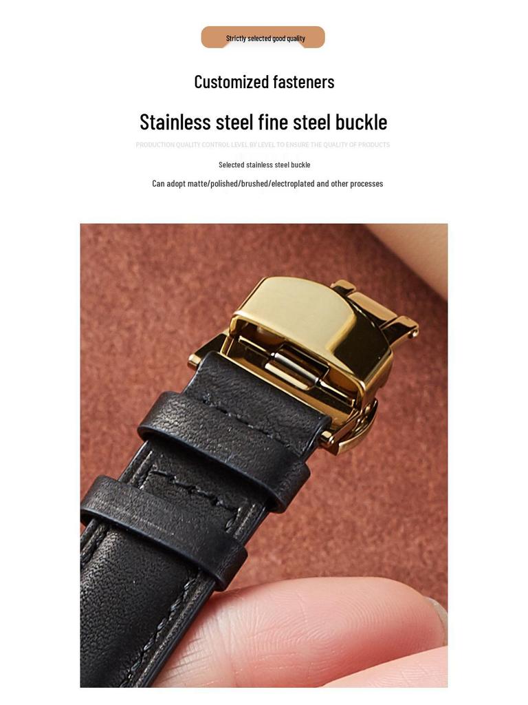 Kompatibles Apple iWatch Armband - Pflanzlich gegerbtes Leder mit Schmetterlingsverschluss