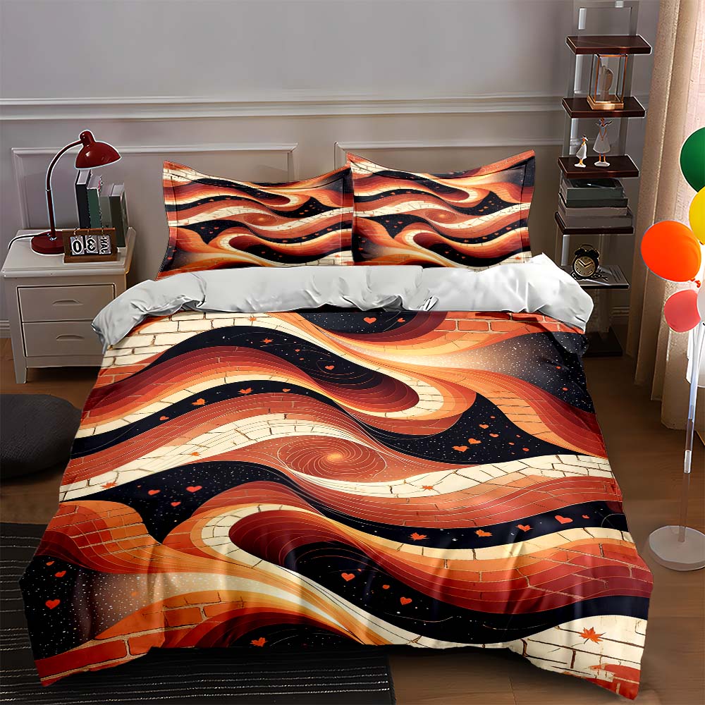 

Wavy, geometric, vibrant. Bedding Duvet cover sets Duvet covers Pillowcases gifts (1 * Duvet Cover 2 * Pillowcases, without duvet insert) 135x200cm
