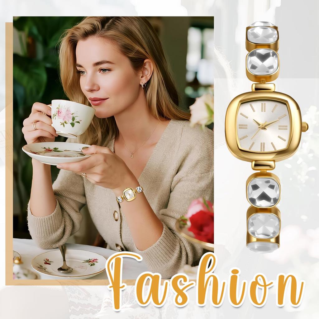 Watch, Square, Fashionable, Women's, Adjustable, Stainless Steel, Bracelet Style, Aqua Select, Popular, Gift, Anniversary, Birthday - White