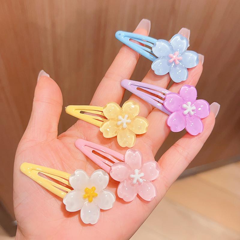 Sweet Jelly Cherry Blossom Hair Clip Headwear Cute Girls BB Clip Y2K Side Bangs Clip Hair Accessories Flowers Hairpins