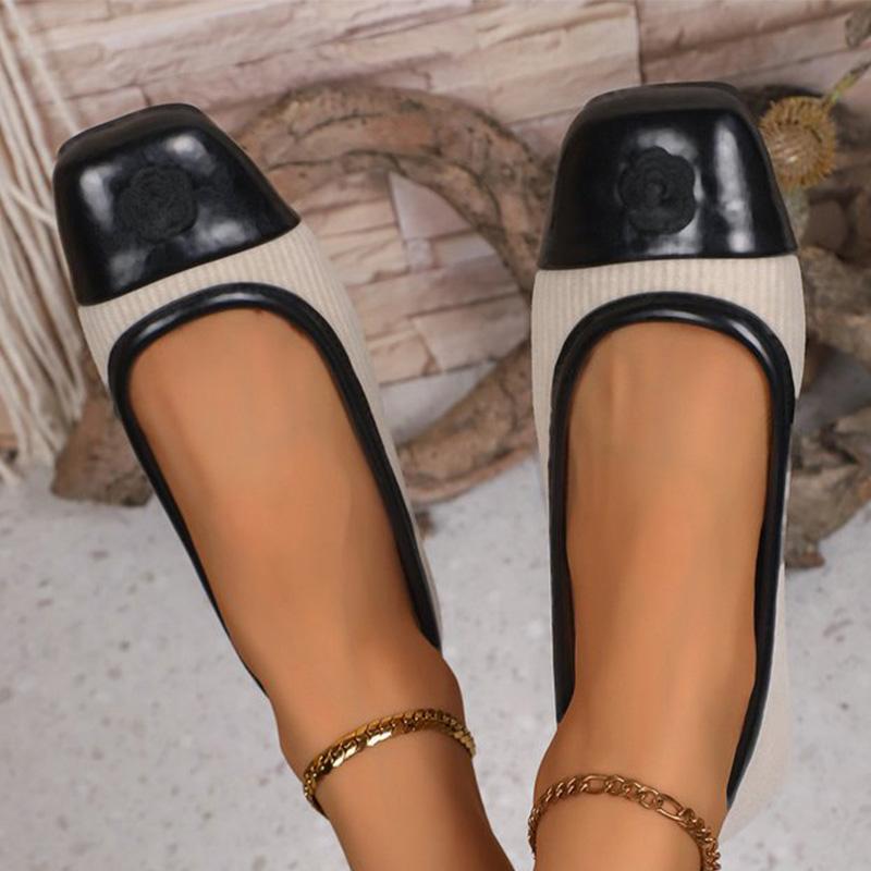 Fashion Concise Mix Color Corduroy Flats Shoes Women Spring Autumn Plus Size Shallow Flat Shoes Woman Square Toe Casual Shoes Female