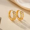 Exquisite Korean Style Double Row Zirconia Earrings for Women - Silver Needle Studs with a Fashionable Design