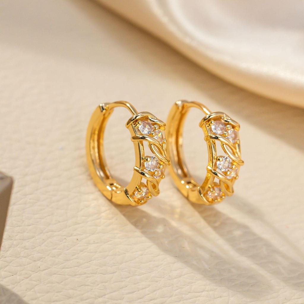 Exquisite Korean Style Double Row Zirconia Earrings for Women - Silver Needle Studs with a Fashionable Design