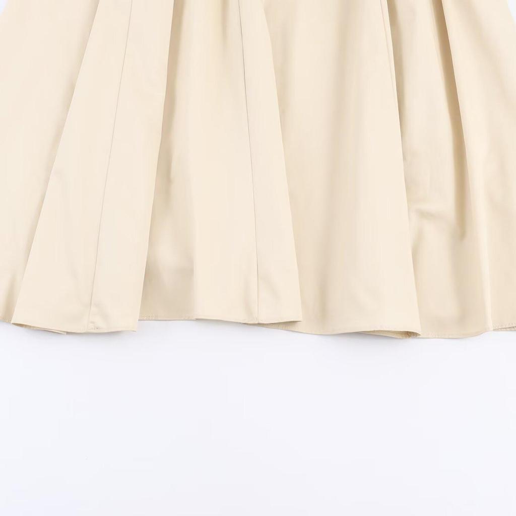 Spring 2026 New Women's European & American Style Mid-Length Loose Solid Color Short Sleeve Midi Dress