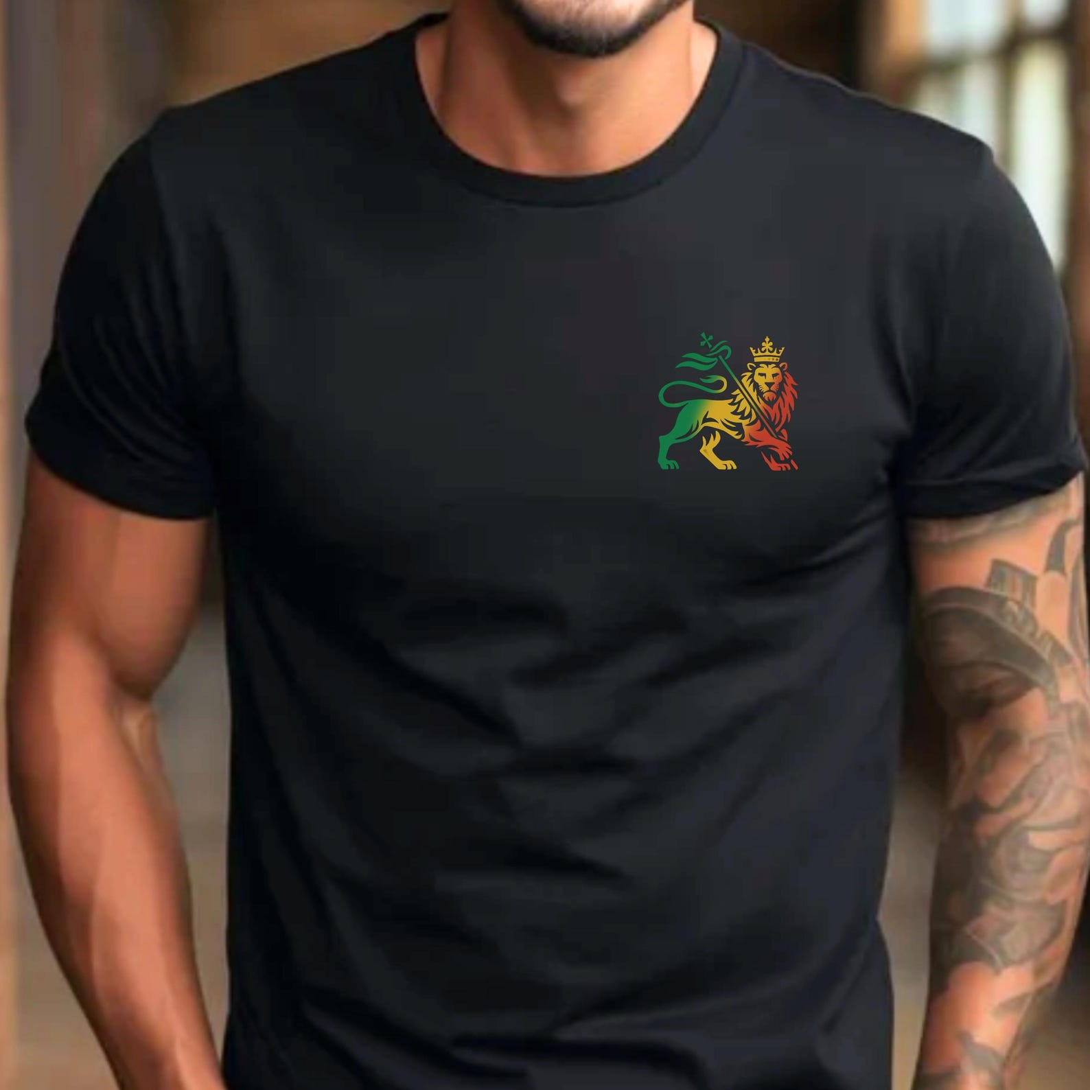 Rasta Lion Reggae Music T-Shirt, Unisex Bella+Canvas Tee L