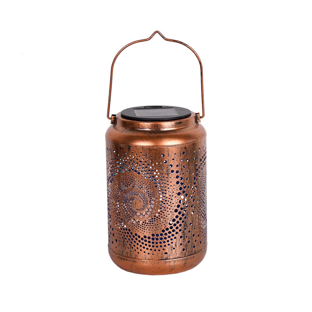 Solar Powered Metal Snail Pattern Lantern Decorative Outdoor Garden Hanging Light with Hollow Design for Patio Yard Pathway