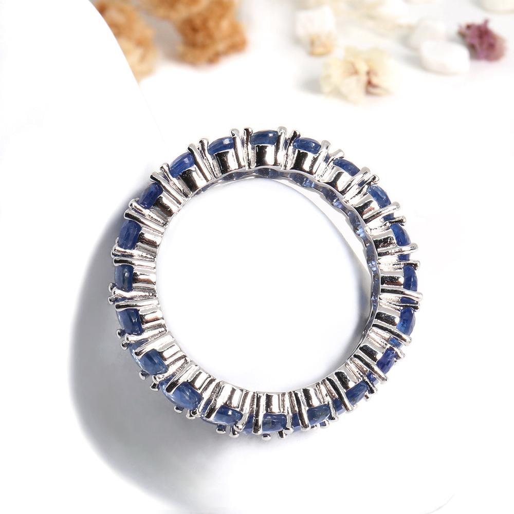 Classic Luxury Design Natural Blue Kyanite Oval Gems Ring 925 Silver Fine Jewelry for Women Anniversary & Banquet & Party Gifts