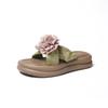Internettkändis blomma flip-flops kvinnor, sommar nya klämda fötter strand tjockbottnade svala tofflor, små tofflor