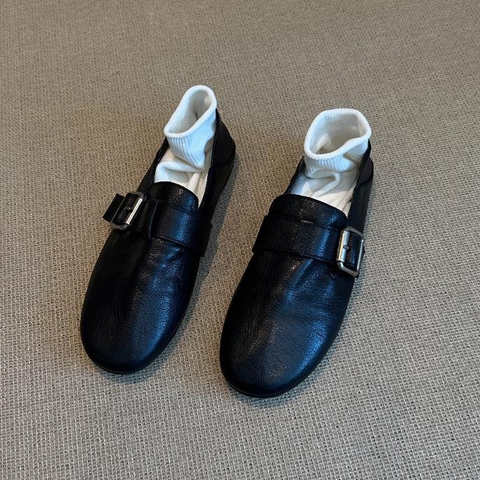 

В наличии: Женские лоферы из натуральной черной кожи - Коллекция Весна/Осень 2025 - Ретро-балетки на мягкой подошве 39 чёрный