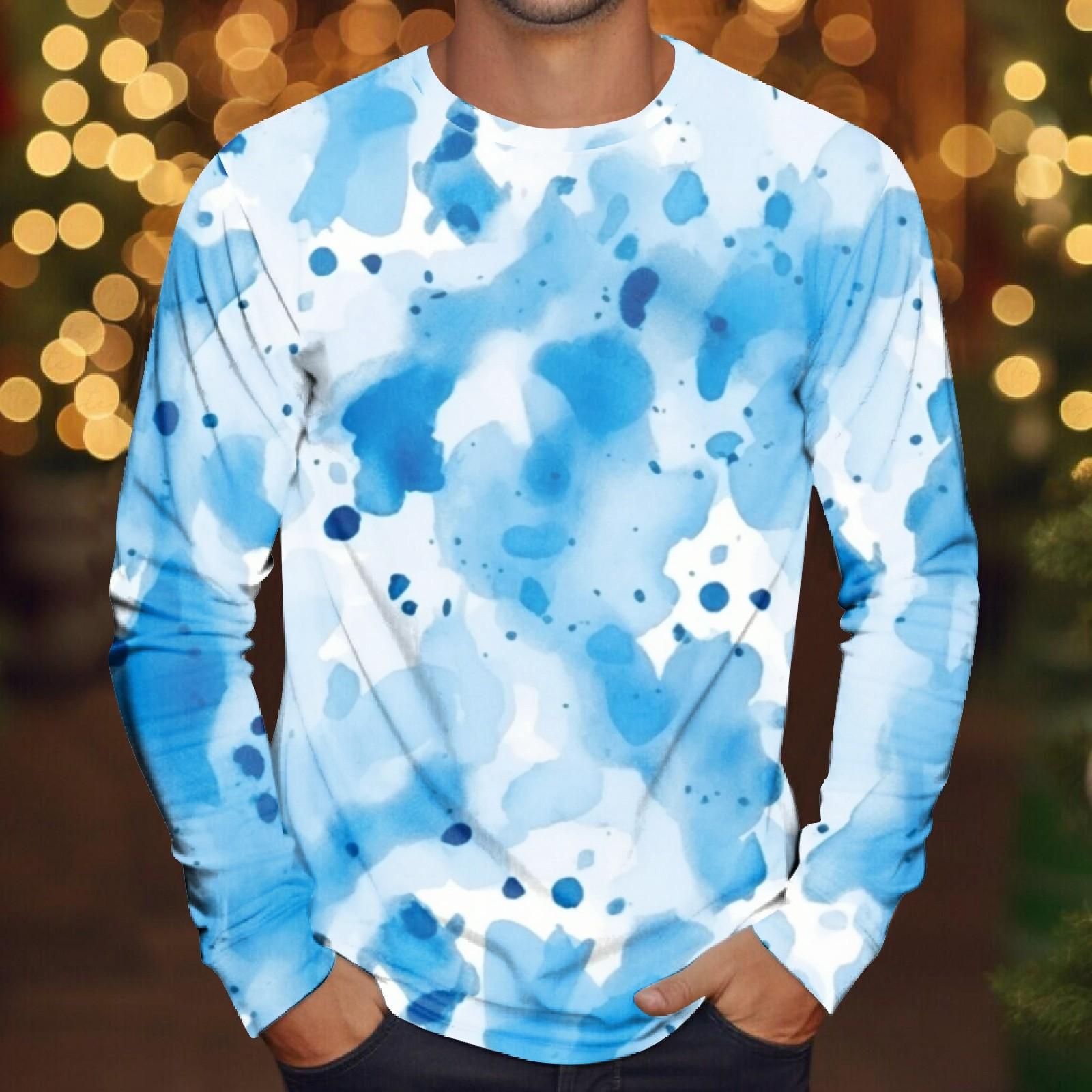 

Муж. Футболка Круглый вырез Одежда Одежда На открытом воздухе Длинный рукав С принтом Модельер Винтаж L циан