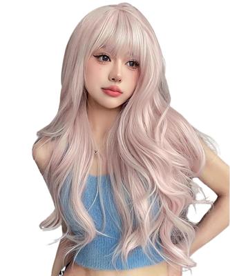Aisiqueens Perücke, Rosa, Lange Vollperücke, Natürlich Gelockt, Lockige Lolita-Perücke, Kleines Gesicht, Natürlich Hitzebeständig, Lockere Locken, Alltagsperücke, Crossdressing, Lange Perücke