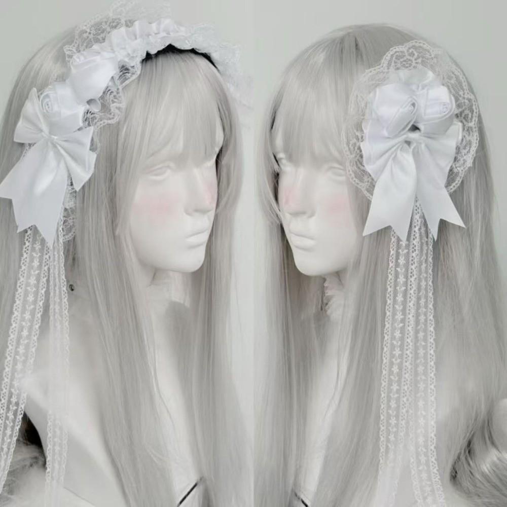 Black Lace Headbands Frilled Headdress Cosplay Hair Clips Gothic Lolita Headwear Cosplay Party